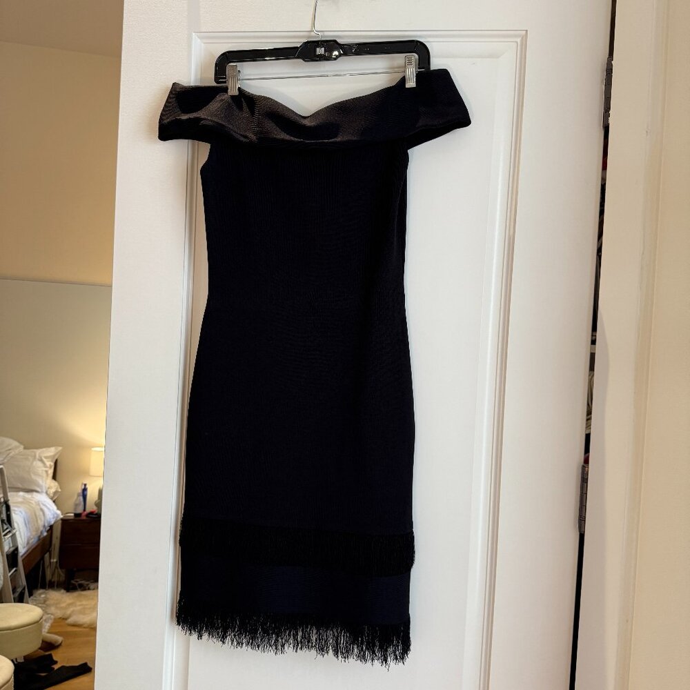 Sachin & Babi Serena fringed stretch-knit dress Size L